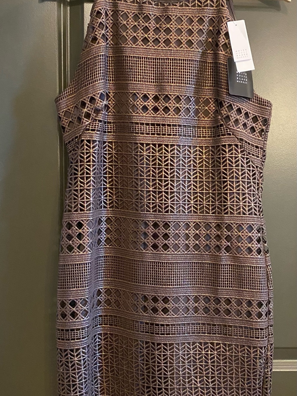 White House Black Market Metallic Brown Strapless Dress